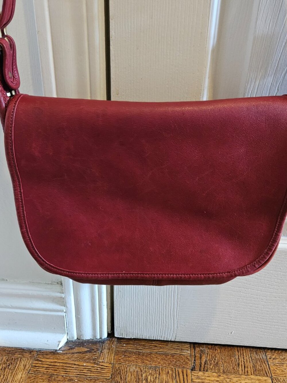Vintage Coach Red Leather Crossbody Bag
